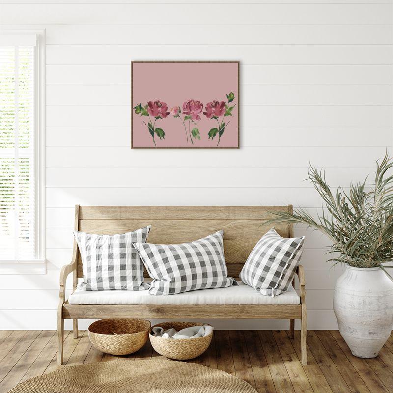 Amanti Art Trio Of Peony Blossoms by Lucille Price Canvas Wall Art Print Framed 28 x 23-in.