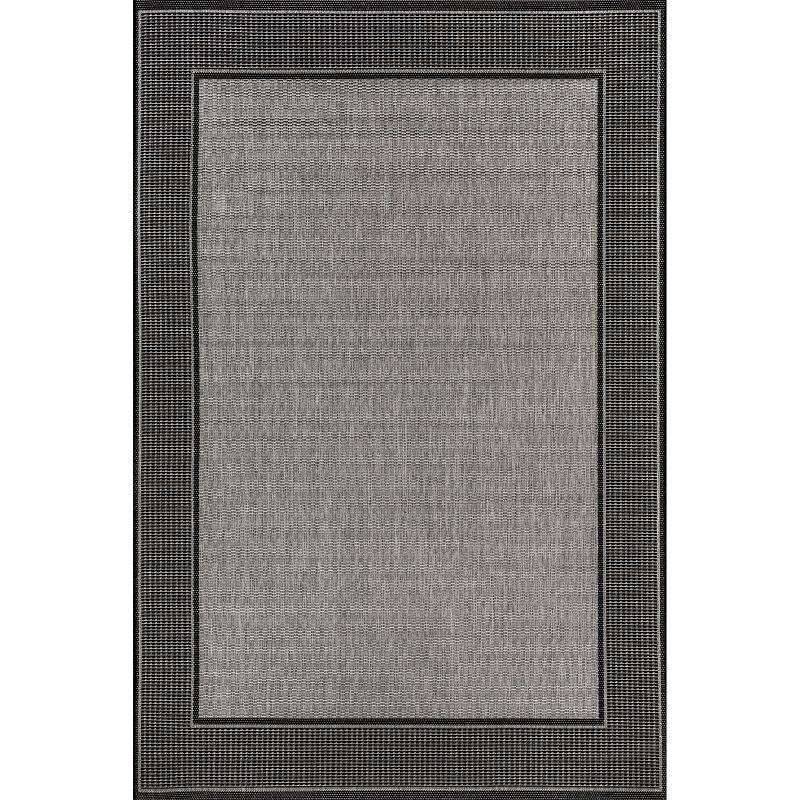 Nuloom Gris Bordered 10 Square Indoor/Outdoor Area Rug for Living Room Patio Deck Front Porch Kitchen, Grey/Black