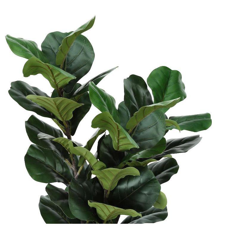 Monarch Specialties Artificial Plant 32 inch Tall Fiddle Tree Indoor Faux Fake Floor Greenery Potted Real Touch Decorative Green Leaves Black Pot