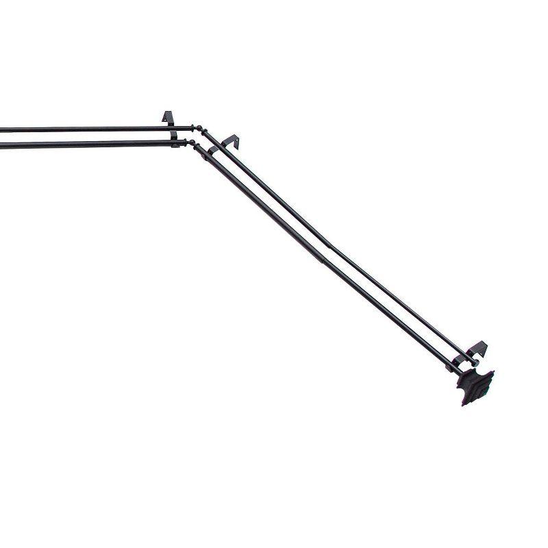 Kenney Mission 3/4" Decorative Bay Window Double Curtain Rod, 78-144", Black