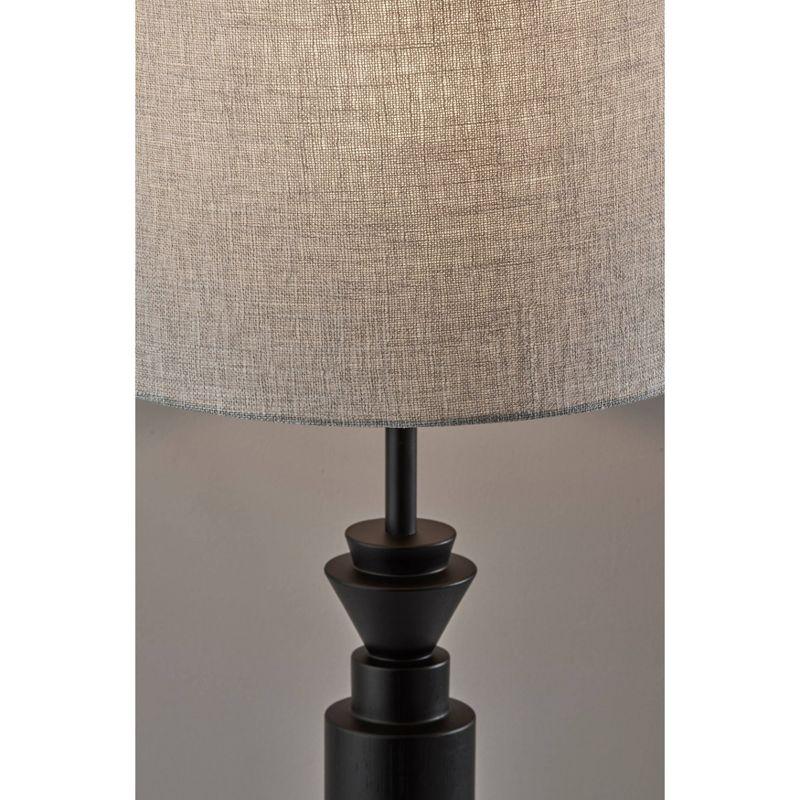 Elton Black Wood Table Lamp with Gray Fabric Shade