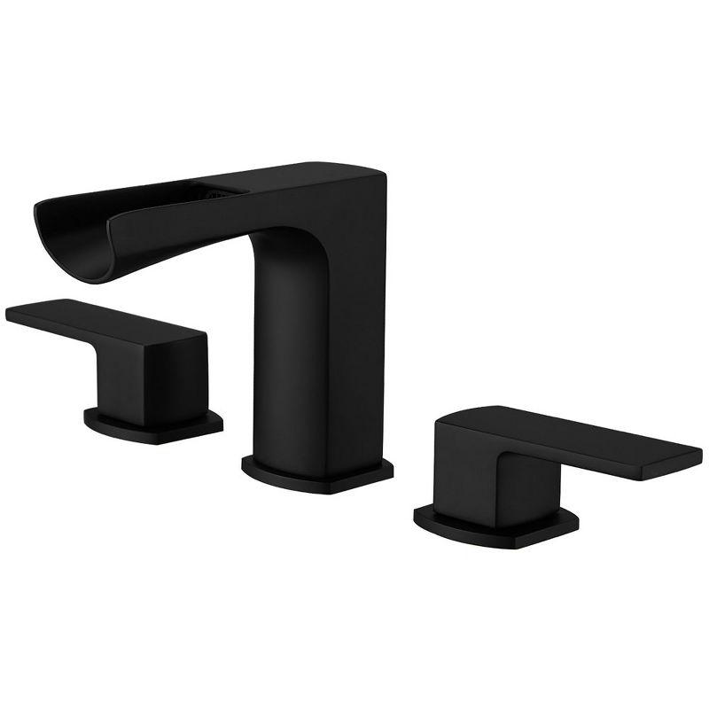 Matte Black Stainless Steel Waterfall Double-Handle Faucet Set