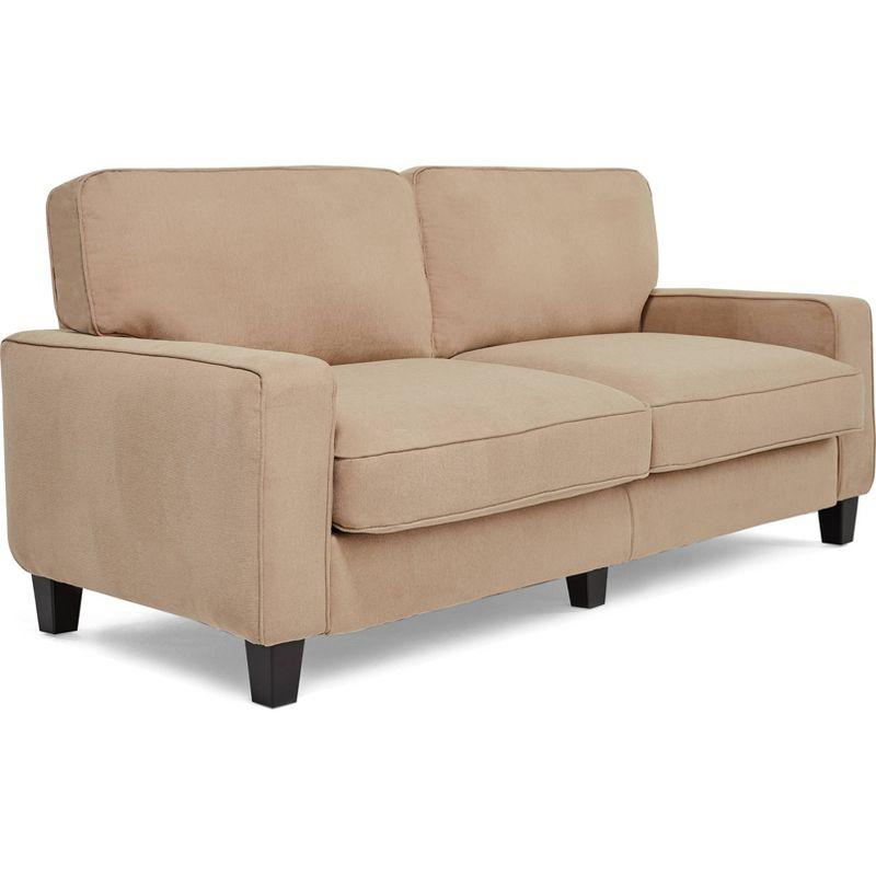 Compact Beige Microfiber Sleeper Sofa with Removable Cushions