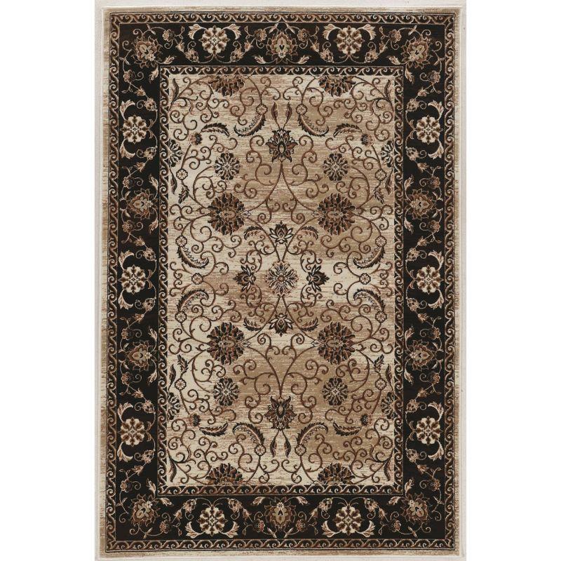 Vintage Brown and Black Microfiber Polyester 5' x 7' Rug