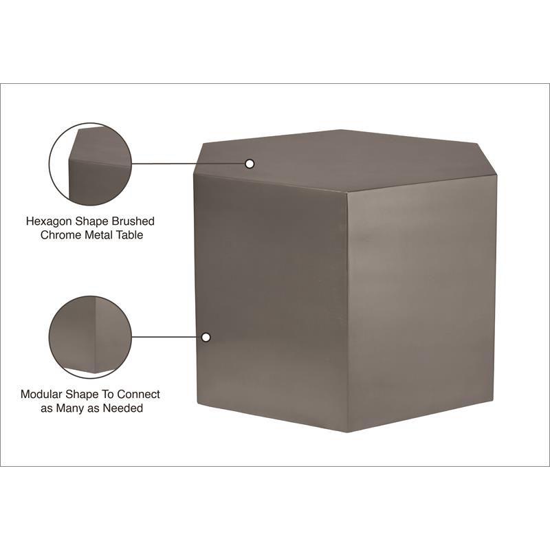 Hexagon Brushed Chrome Modular Coffee Table-Meridian Furniture