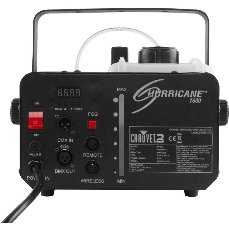 Compact High-Output Black Hurricane 1600 Fog Machine with DMX Control