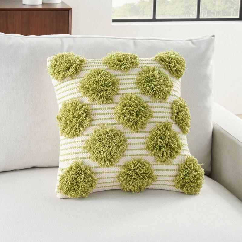 Pom-poms Cotton Reversible Throw Pillow