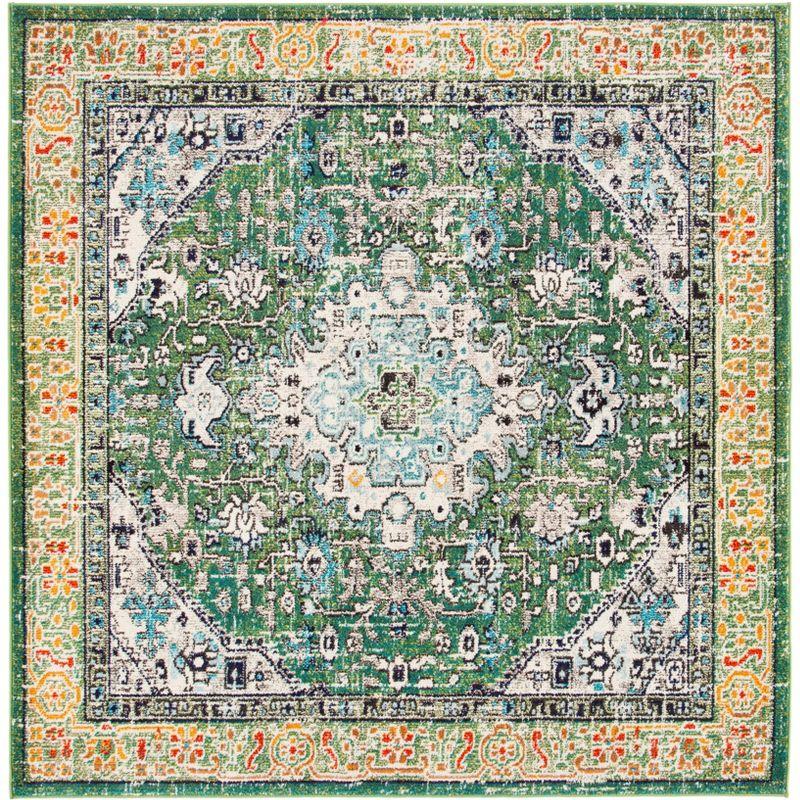 Madison MAD474 Power Loomed Indoor Accent Rug - Green/Turquoise - 3'x3' - Safavieh