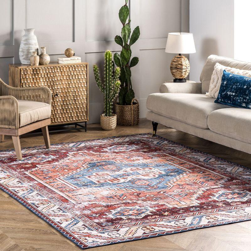 Nuloom Marli Machine Washable Faded Medallion Area Rug