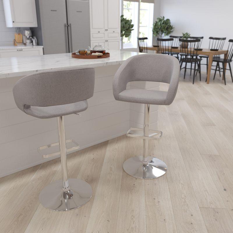 Merrick Lane Modern Bar Stool Rounded Mid-Back Stool With Height Adjustable Swivel Seat