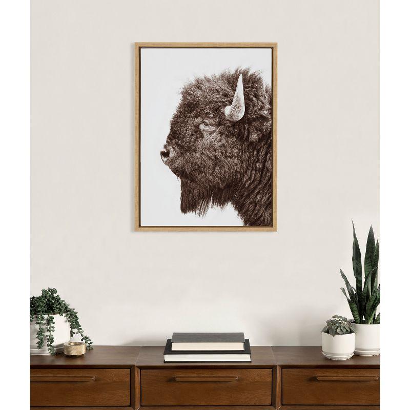 Sylvie Bison Profile Framed Canvas by Amy Peterson Art Studio Natural - Kate & Laurel All Things Decor