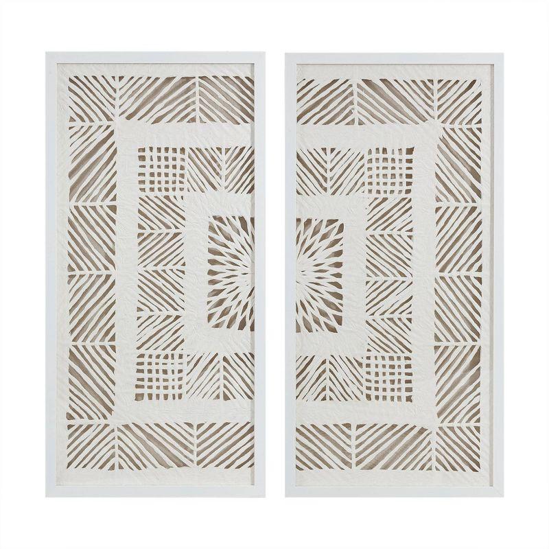 Dakota Fields Framed Geometric Rice Paper Panel Shadowbox Wall Décor (Set of 2)