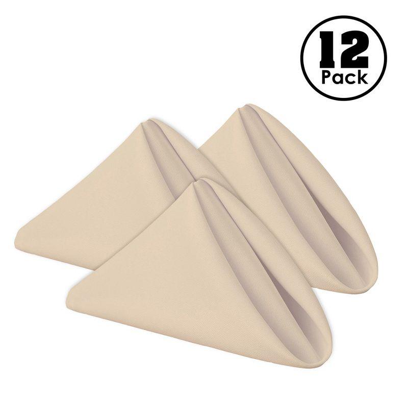 Gee Di Moda Cloth Napkins - 17 x 17 Inch - Heavy Duty Washable Polyester - Set of 12 - Beige