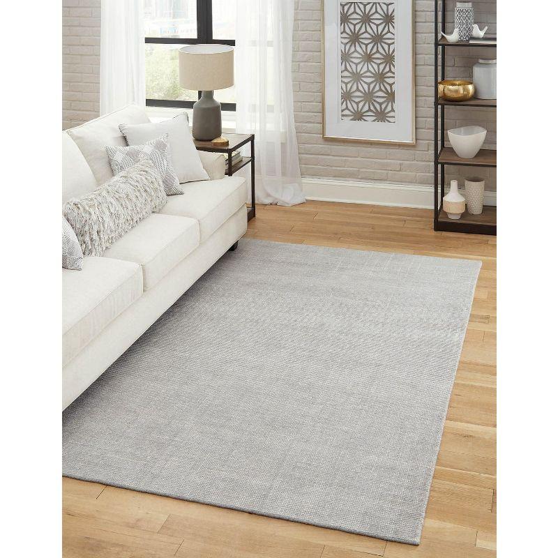 Gray Manor Hand-Knotted Wool Rectangular Area Rug, 9'x12'