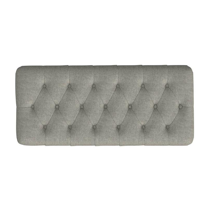 Button Tufted Storage Bench with Cone Wood Legs Gray - HomePop: Hinged Lid, Bedroom Ottoman