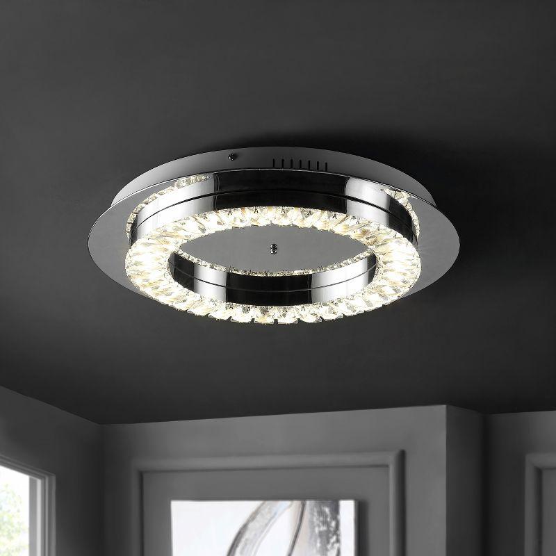 JONATHAN Y Cristal Integrated Iron/Crystal Glam LED Flush Mount