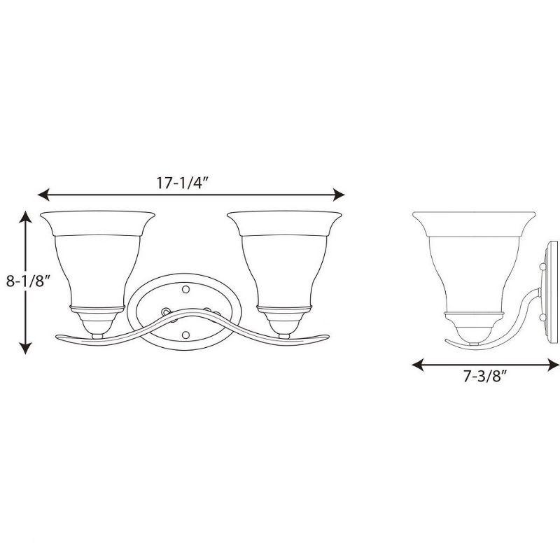 Progress Lighting Trinity 2-Light Bath Fixture, Ceramic, Antique Bronze, Up/Down Mount, Etched Glass Shade