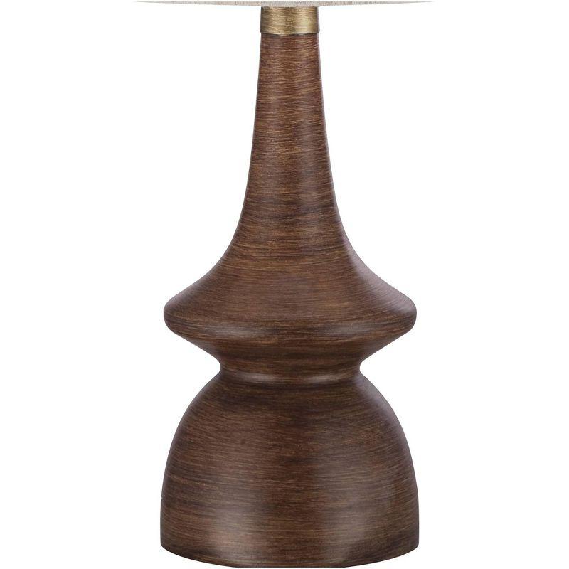 Mid-Century Walnut Faux Wood Table Lamp with Linen Shade