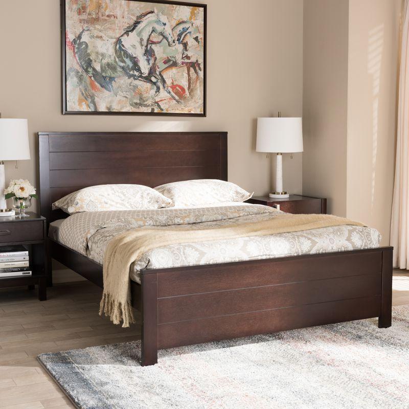 Catalina Dark Brown Wood Full Platform Bed with Headboard