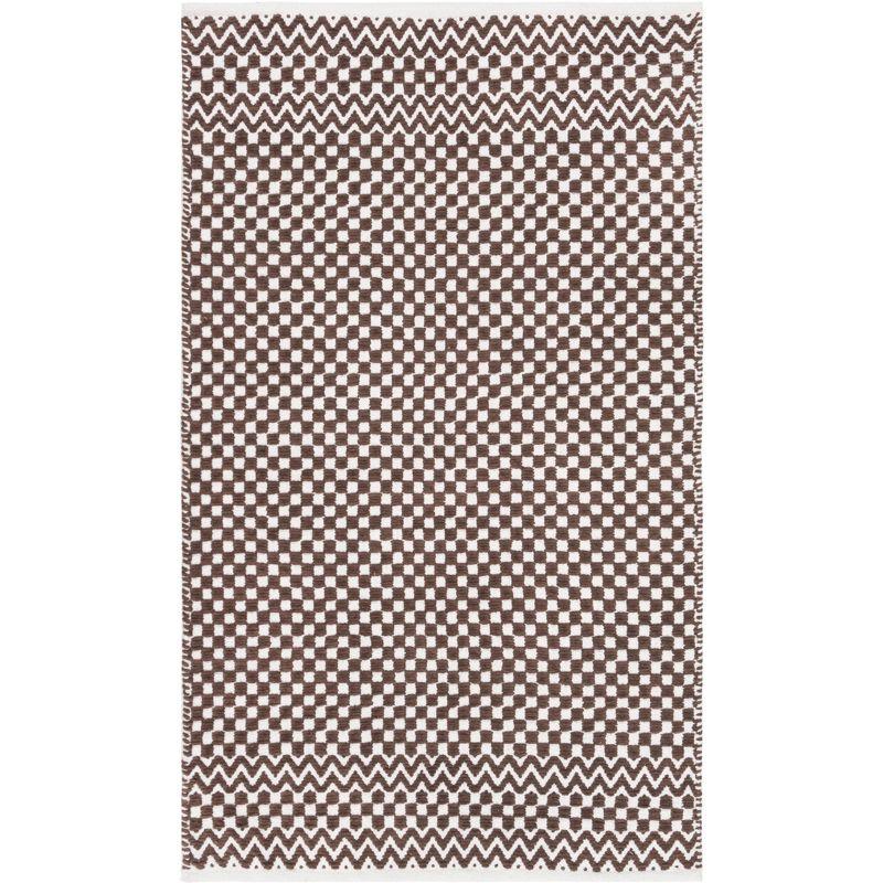 Brown 3' x 5' Handmade Cotton Geometric Rug