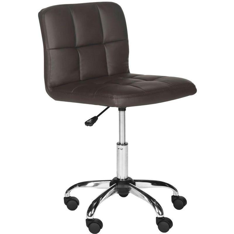 Brunner 32" Brown Leather and Metal Armless Task Chair