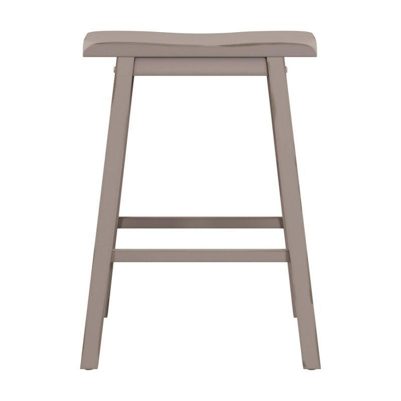 Distressed Gray Wood Backless Saddle Counter Stool