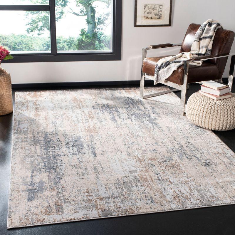 Gray Abstract Synthetic Reversible 4' x 6' Area Rug