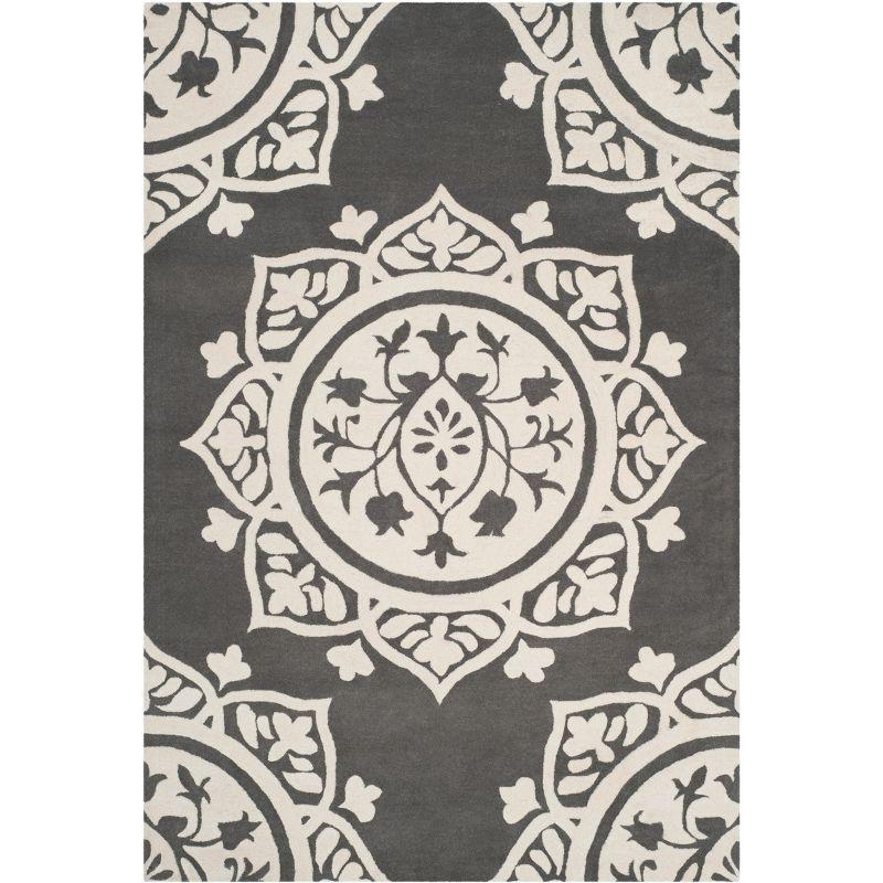 Bella BEL136 Hand Tufted Indoor Area Rug - Dark Grey/Ivory - 6'x9' - Safavieh
