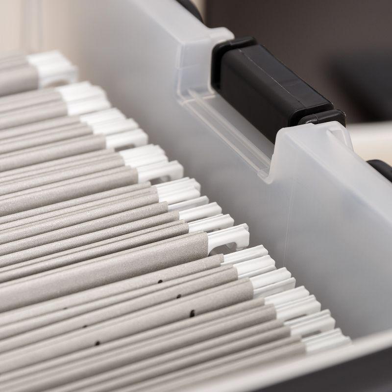 IRIS USA File Box File Organizer Plastic File Box w/ Winglid for Letter/Legal File, Clear 18 Qt. 4Pack