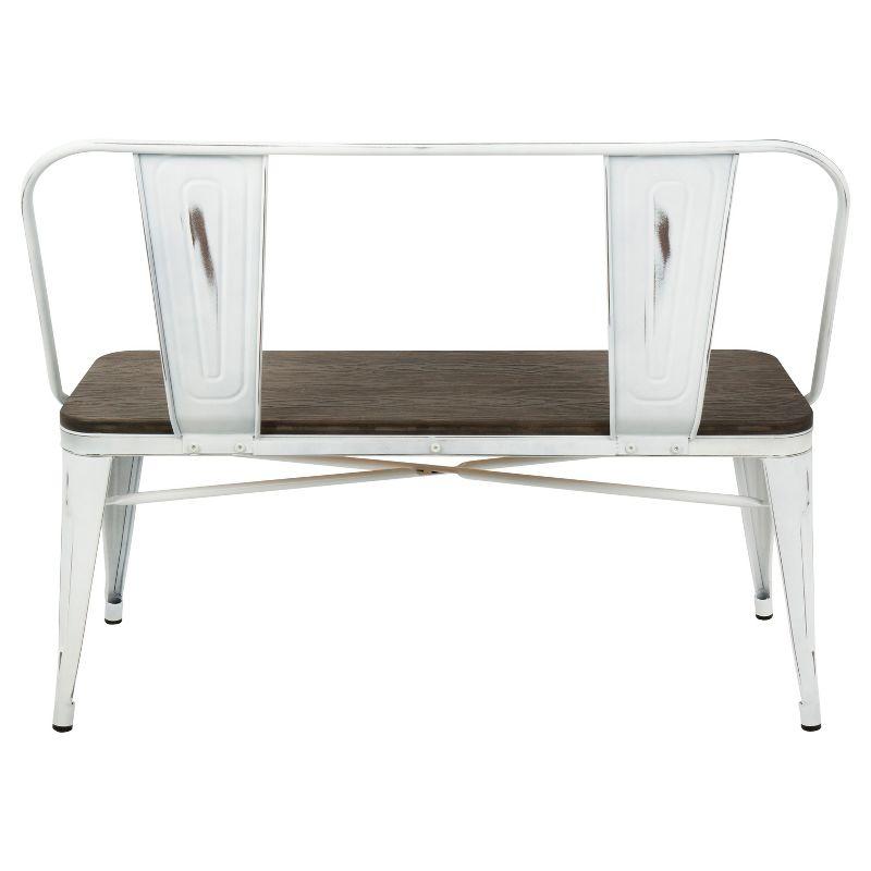Oregon Industrial Farmhouse Dining/Entryway Bench - Vintage White Metal/Expresso Bamboo - Lumisource
