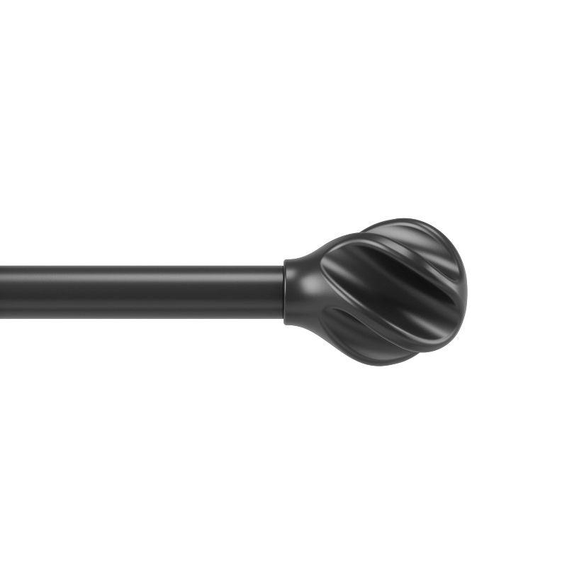 Matte Black Adjustable Steel Curtain Rod with Twirl Finial