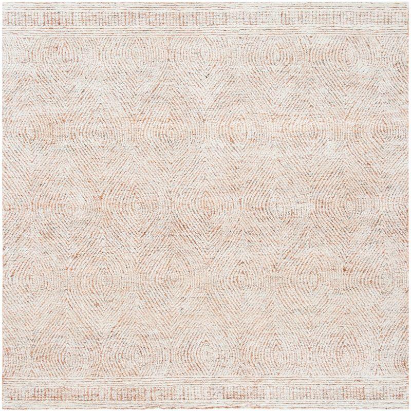 Abstract ABT340 Handmade Indoor Area Rug - Ivory/Rust - 4'x4' - Safavieh