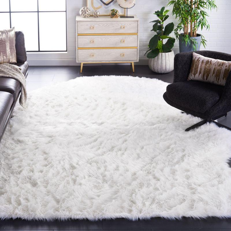 Ivory Luxe Silken Shag 5' x 7' Handmade Tufted Sheepskin Area Rug