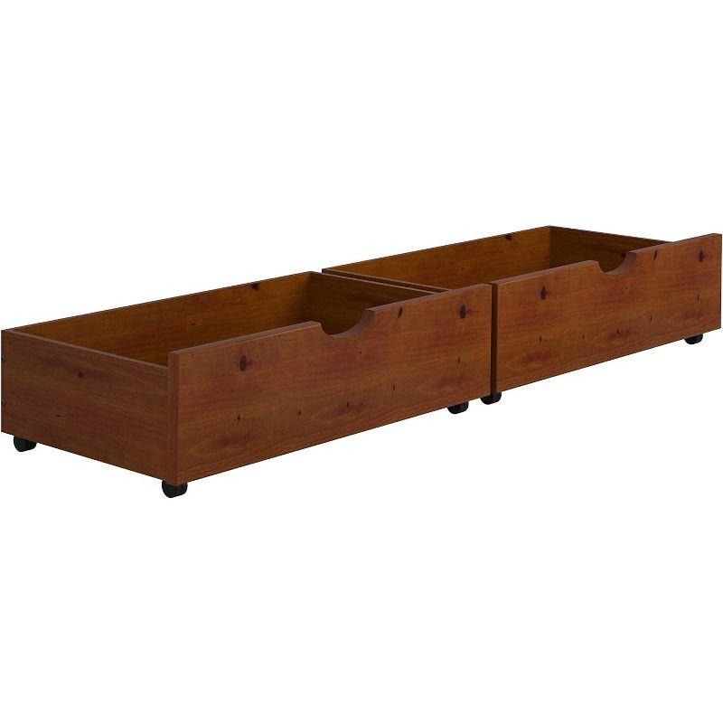 Light Espresso Pine Dual Underbed Storage Drawers