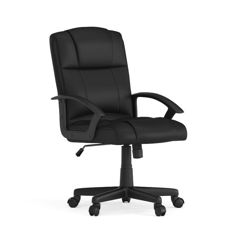 Ergonomic High-Back Black Leather and Plastic Swivel Task Chair