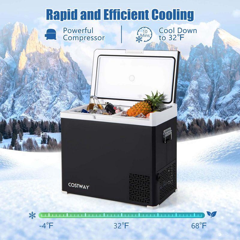 Costway 12 Volt Car Refrigerator 53QT Portable Car Fridge with -4℉~68℉ for RVs Adjustable Range Black