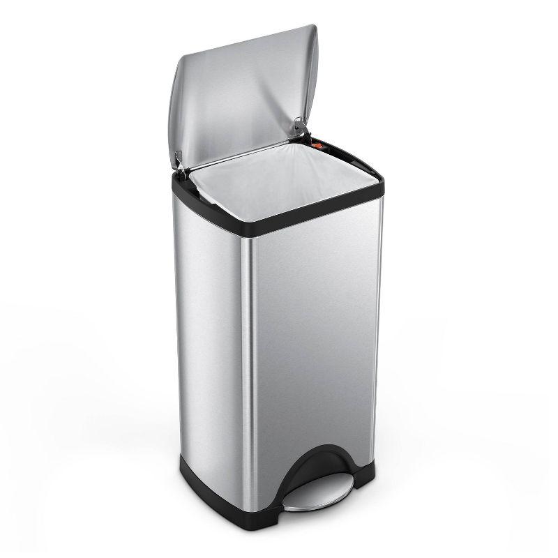 simplehuman 30L Rectangular Kitchen Step Trash Can Stainless Steel with Soft-Close Lid