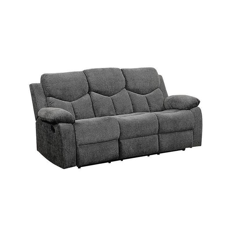 82" Kalen Sofa Gray Chenille - Acme Furniture: Upholstered Recliner, Includes 2 Accent Pillows