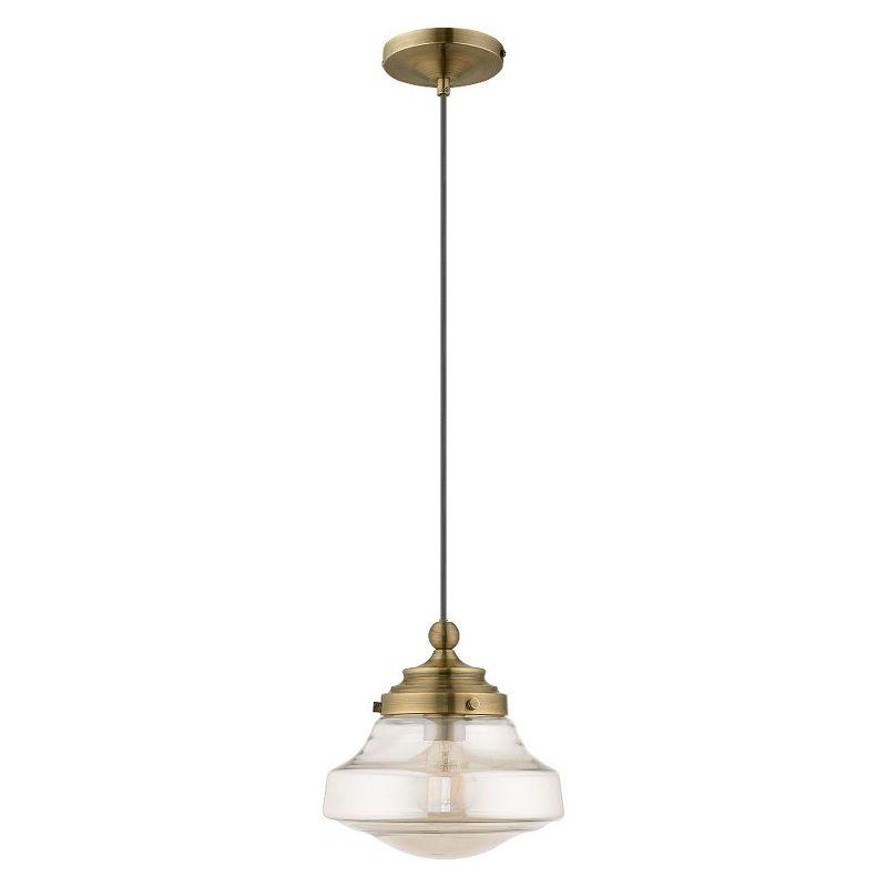 Livex Lighting Art Glass 1 - Light Pendant in  Antique Brass