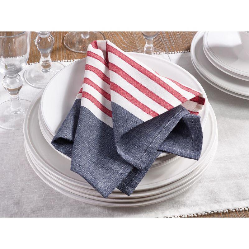 Saro Lifestyle Striped Napkin, 20" Square, Navy Blue (Set of 4)