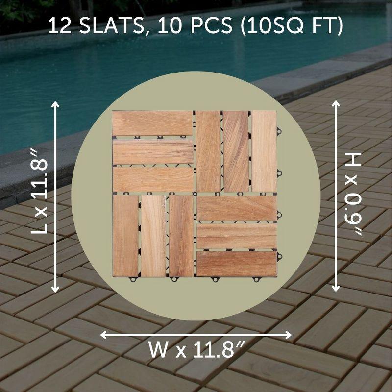 11.8" x 11.8" Teak Interlocking Deck Tile in Natural