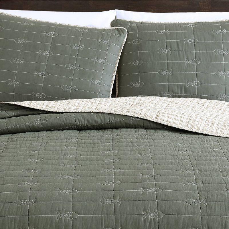 Eddie Bauer Eddie Bauer Troutdale Green Cotton Reversible Quilt Set