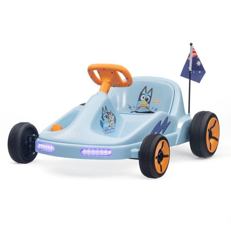 Blue and Orange 12V Electric Kids Go-Kart with Lights