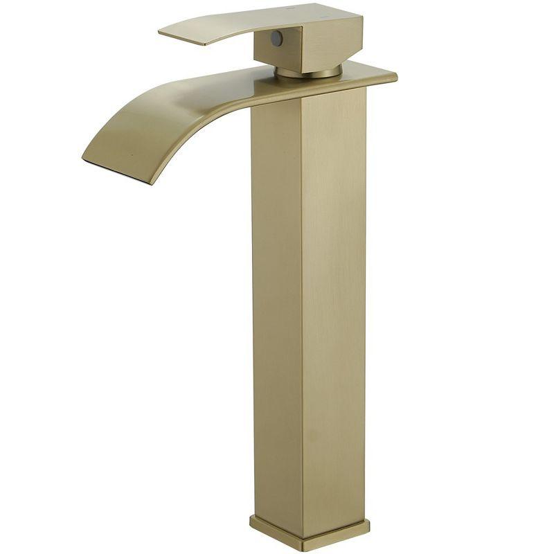 Brushed Gold Stainless Steel Single Handle Vessel Sink Faucet