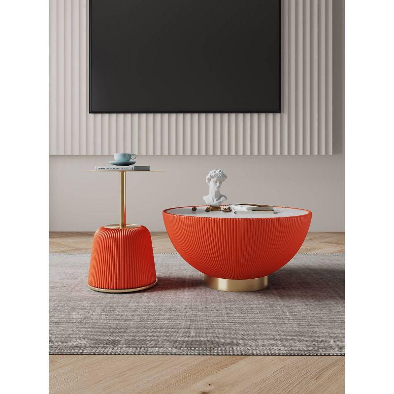 Modern Orange Steel Coffee and End Table Set