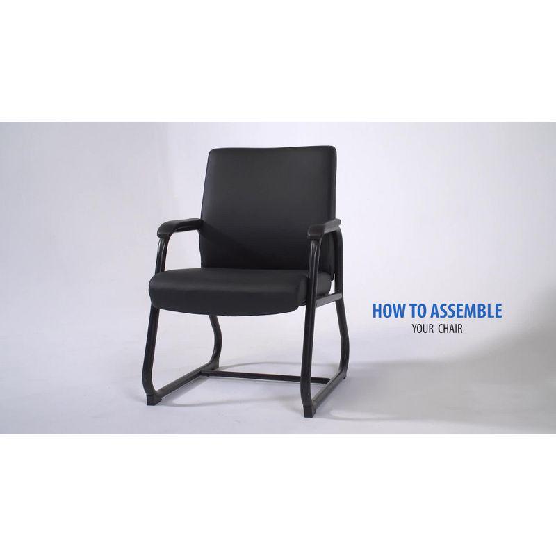 Boss Office Products Guest Chair Heavy Duty Black: Metal Frame, Fixed Arms, Padded, Sled Base, 350 lb Capacity