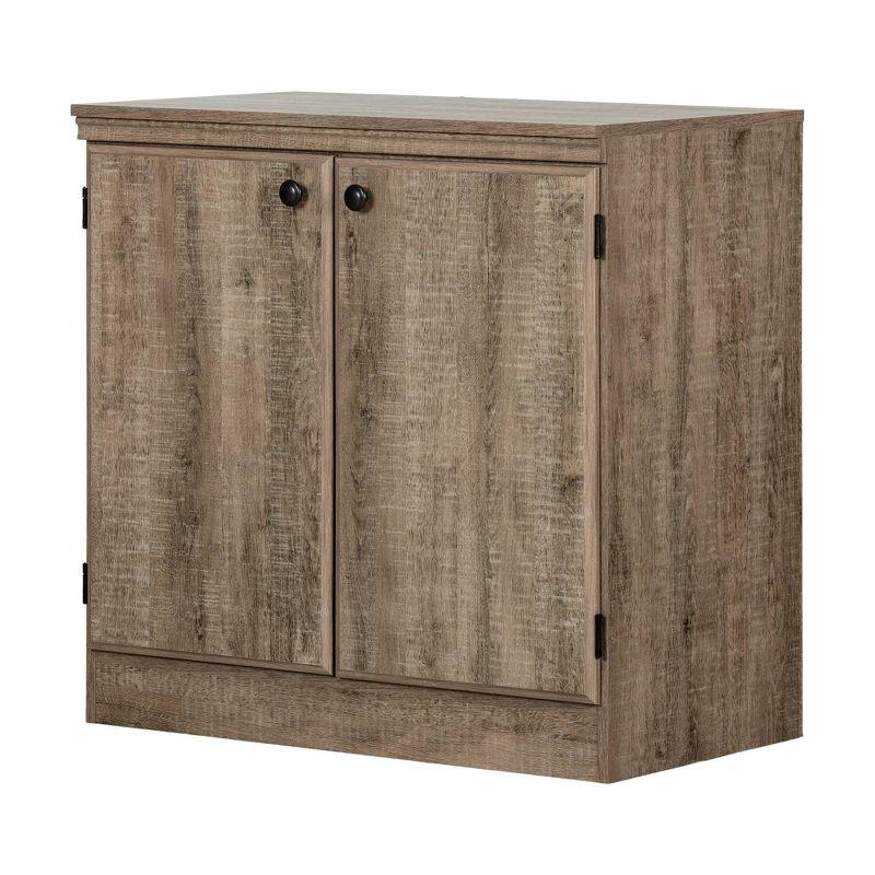 2 Door Morgan Storage Cabinet Weathered Oak - South Shore: Laminated, Adjustable Shelves