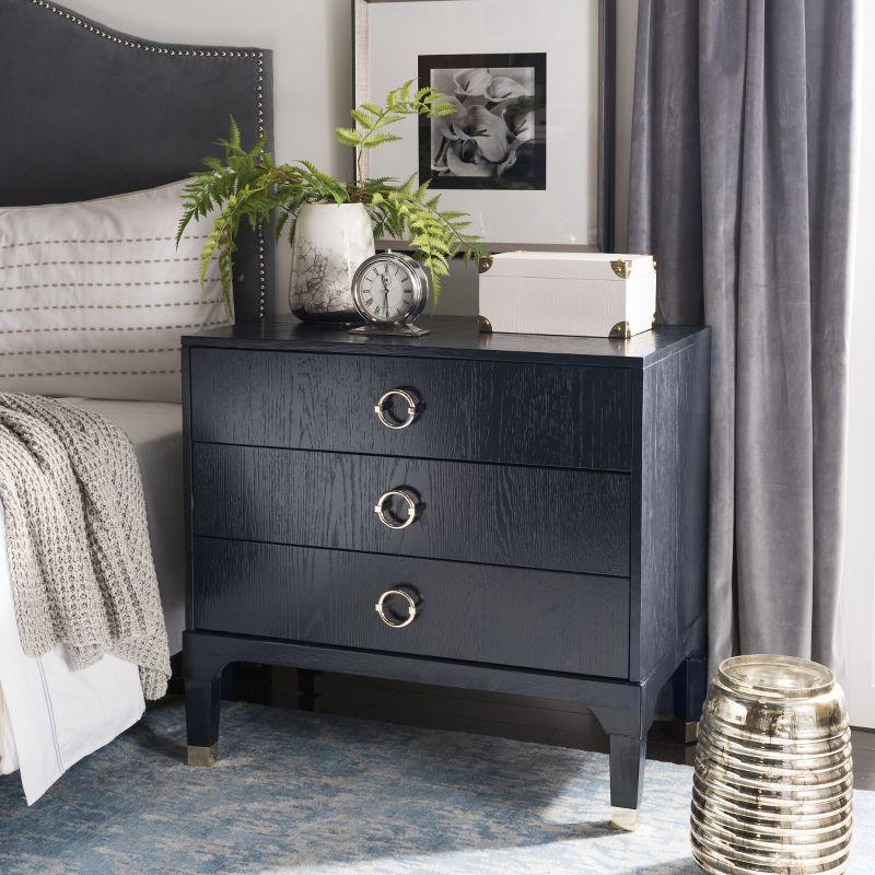 Lorna 3 Drawer Nightstand - FOX6232 - Navy - Safavieh Couture
