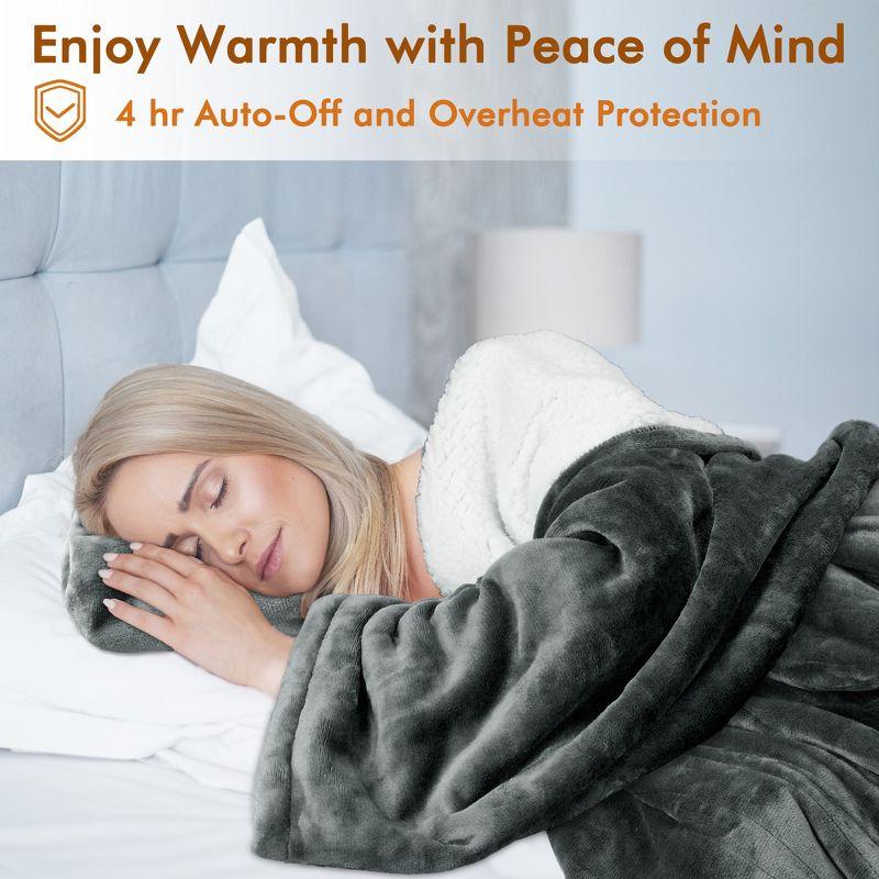 Tirrinia Heated Blanket, Wearable Electric Blanket, Plush Fleece Heating Blanket, Electric Throw Blanket for 5 Heating Levels, Winter Gifts, Gray