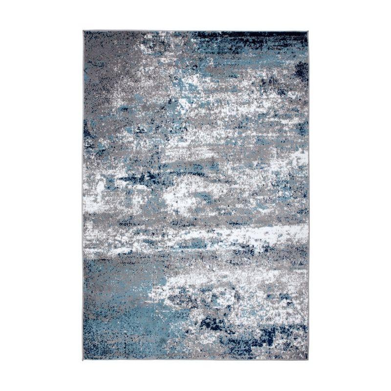 World Rug Gallery Distressed Abstract Watercolor Area Rug - Blue 4'x6'